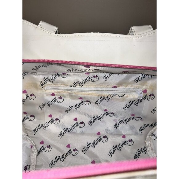 NWT Sanrio HELLO KITTY Y2K White Synthetic Quilted Top Handle Charm Boho Bag - Picture 11 of 16
